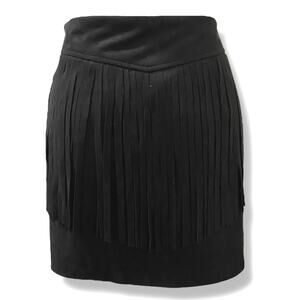 New With Tags JACK Mini Skirt  Size 6 Faux Suede with  Long Fringe